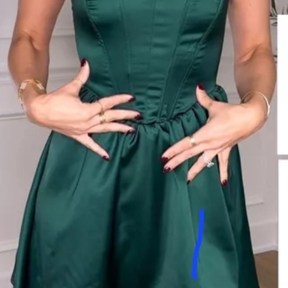 Wild Fable Dark Green Satin Mini Dress
